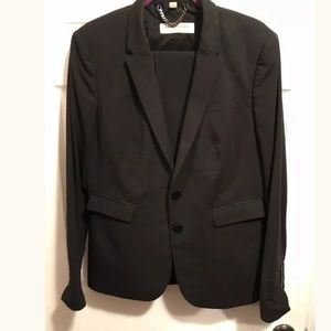 Burberry Suit 16 2 Piece Pant Suit Black Wool Blnd